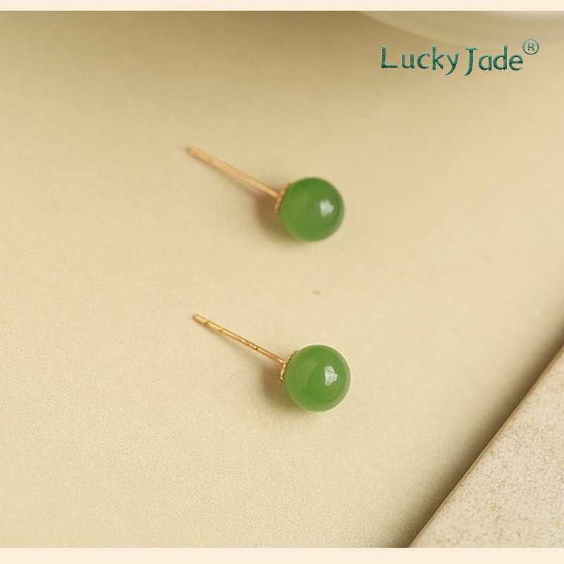 Bông Tai Mạ Vàng 18k Đính Ngọc Bích Sang Trọng