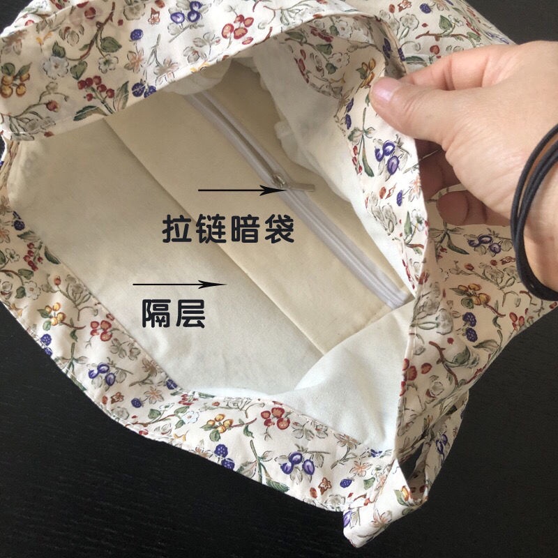 Túi đeo vai bằng vải canvas mỏng họa tiết hoa đáng yêu