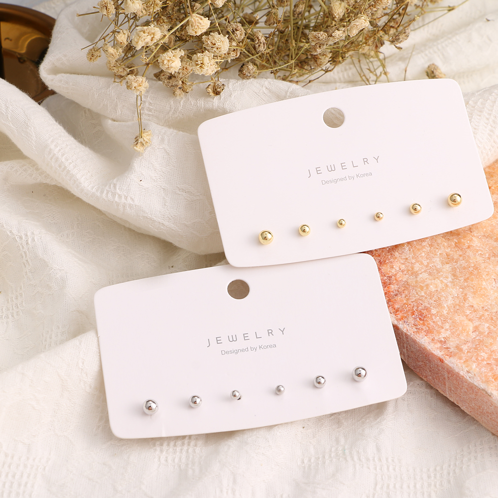 Bộ 3 đôi khuyên tai mạ bạc đính ngọc trai nhân tạo phong cách Hàn Quốc