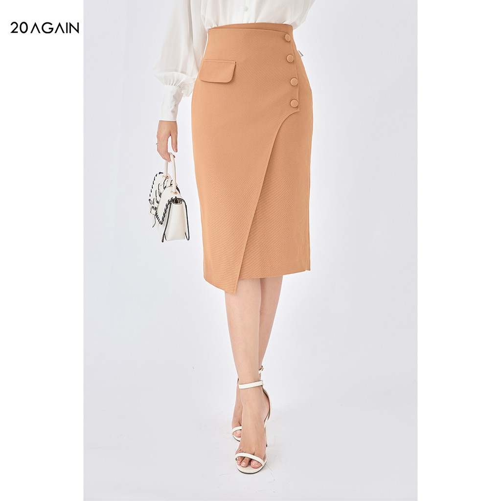 [Mã WABR1111 giảm 10% đơn 250K] Chân váy công sở dáng dài vạt lệch 20AGAIN, hàng thiết kế, hiện đại JDA1702 | BigBuy360 - bigbuy360.vn