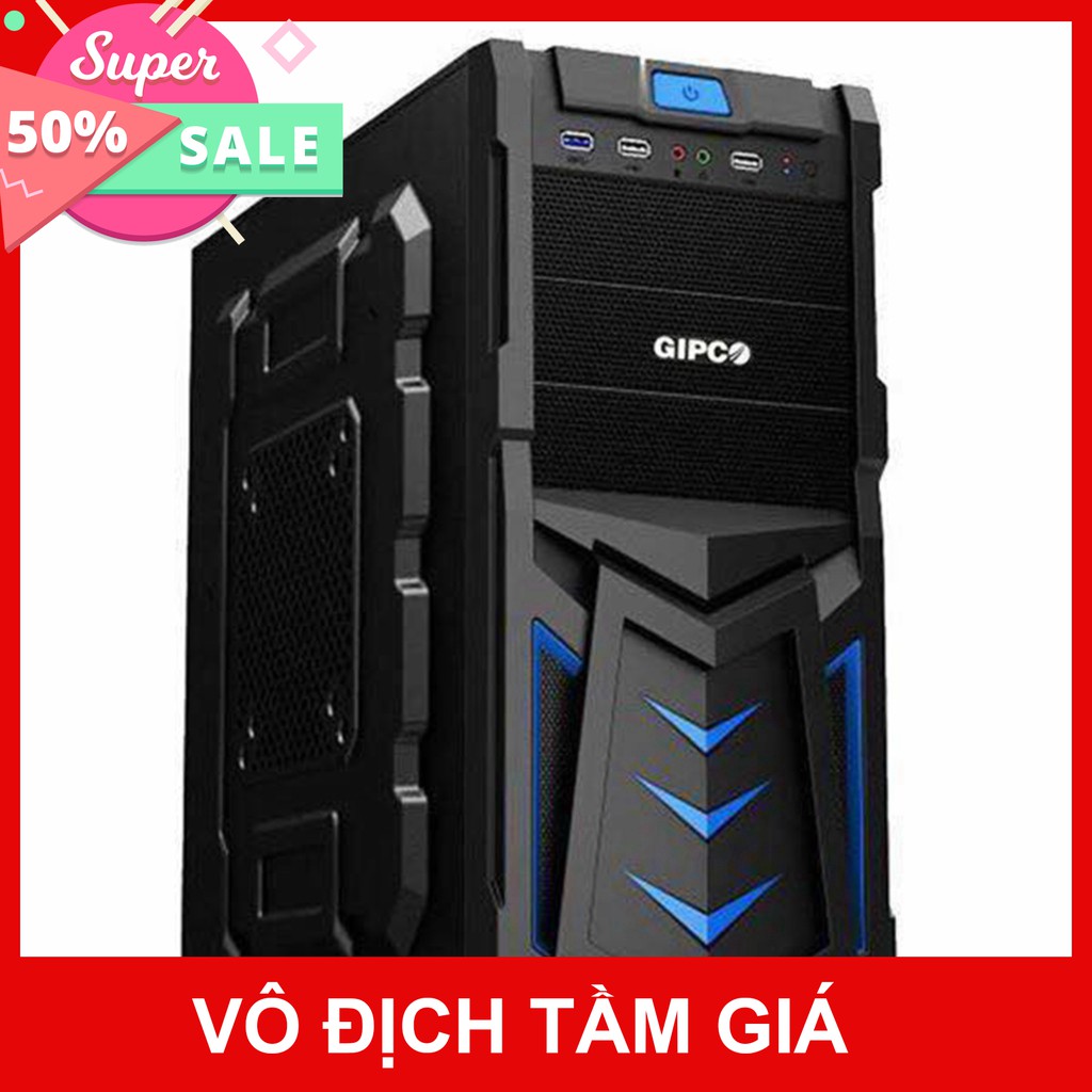 Vỏ case máy tính GIPCO GIP3986GAB - Vật liệu làm từ thép không gỉ - Chống giật - Bảo hành 12 tháng - Chính hãng