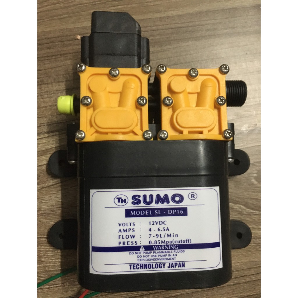 Máy bơm đôi SUMO tăng áp lực nước mini 12V 120W Lưu lượng 9L/phút - rửa xe tưới cây đa năng