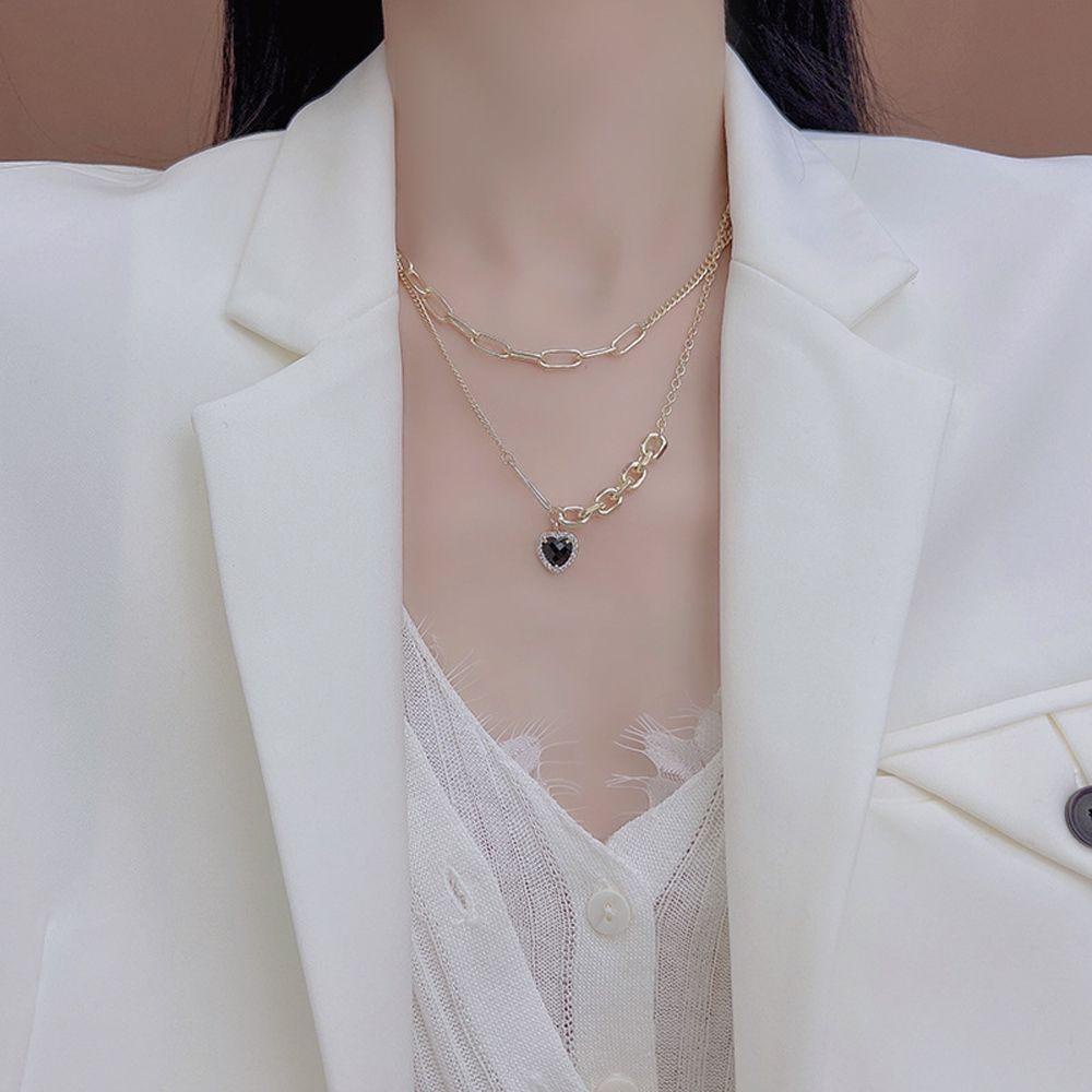Vòng cổ Hai Lớp Mặt Trái Tim Sang Trọng Thời Trang Cho Nữ