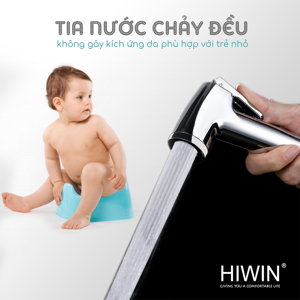 Vòi xịt vệ sinh chất liệu nhựa ABS trắng sứ cao cấp đa năng Hiwin PJF-401