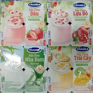 Sữa Chua Vinamilk Nha Đam,Dâu,Trái cây,Lựu Đỏ 100g lốc 4 hộp