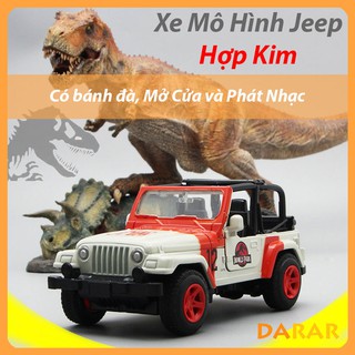 Mô Hình Xe địa hình Jeep vỏ Kim Loại, có đèn, phát nhạc, bánh đà