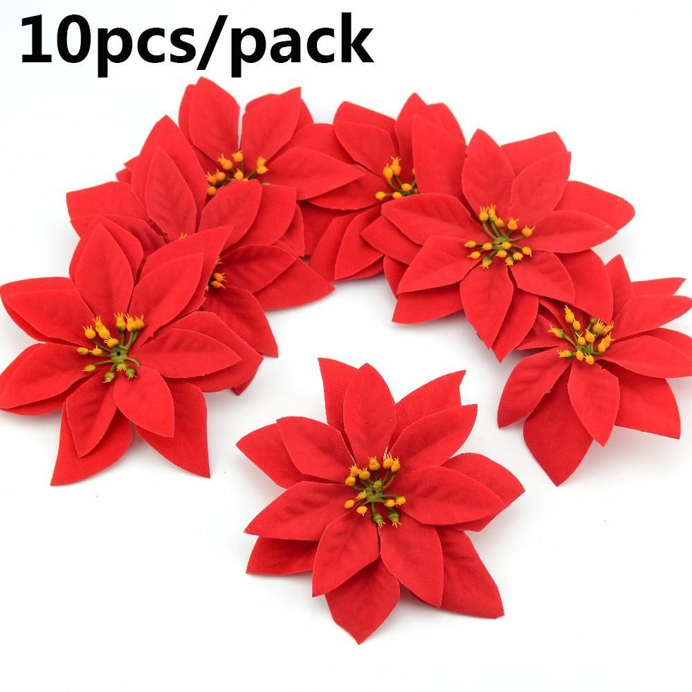 10 Hoa giả 14cm nhiều màu sắc dùng trang trí cây thông giáng sinh/ tiệc cưới diy