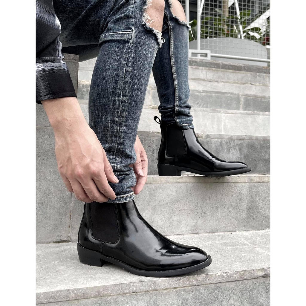Giày Chelsea Boots nam SN14 cao cổ da bò đế độn 4cm cá tính năng động trẻ trung