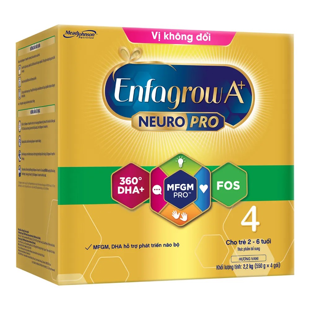 Sữa bột Enfagrow A+ Neuropro 4 Vị không đổi với dưỡng chất DHA &amp; MFGM – 2.2kg