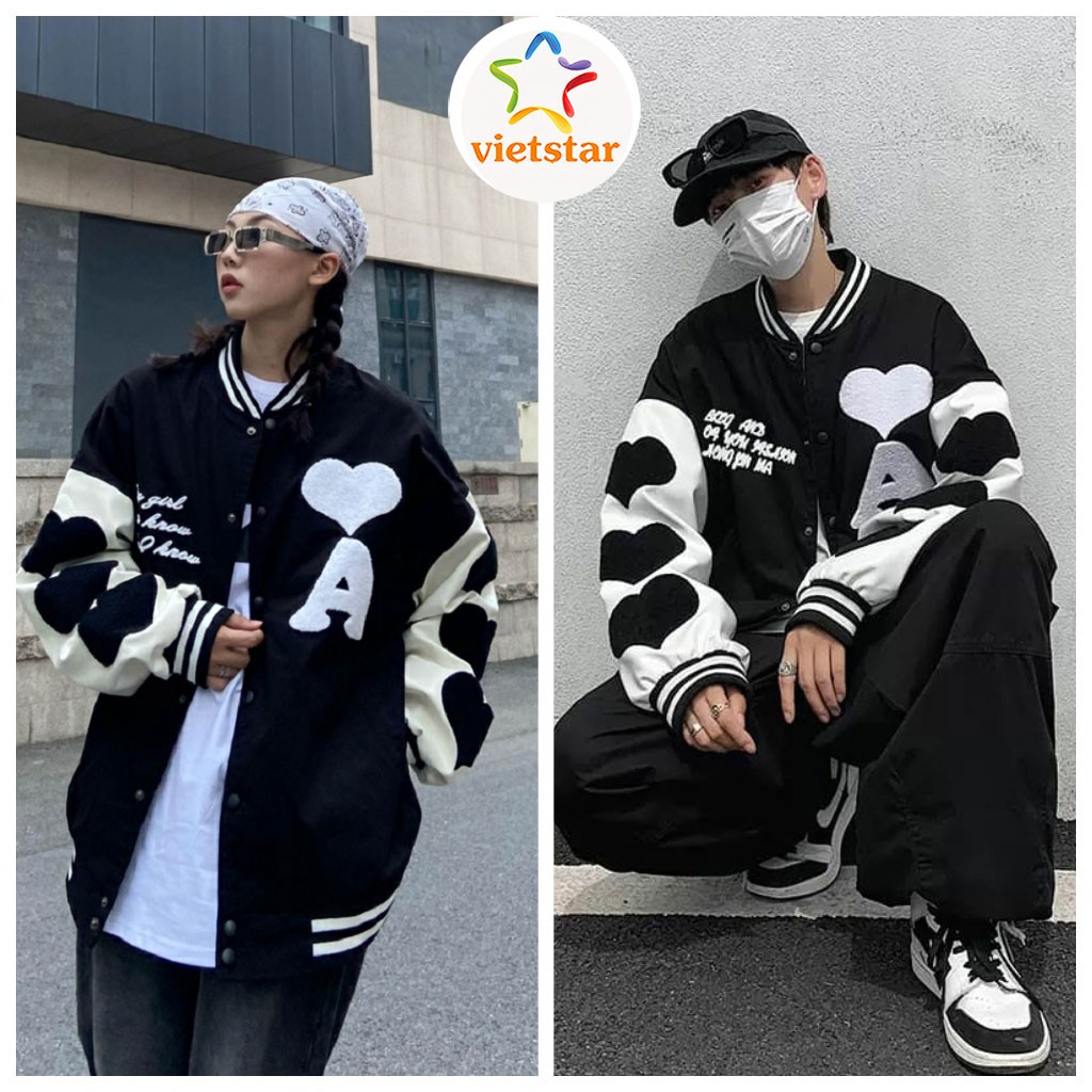 Áo khoác bomber CHỮ A Unisex chất nỉ cotton đẹp mịn_VIETSTAR