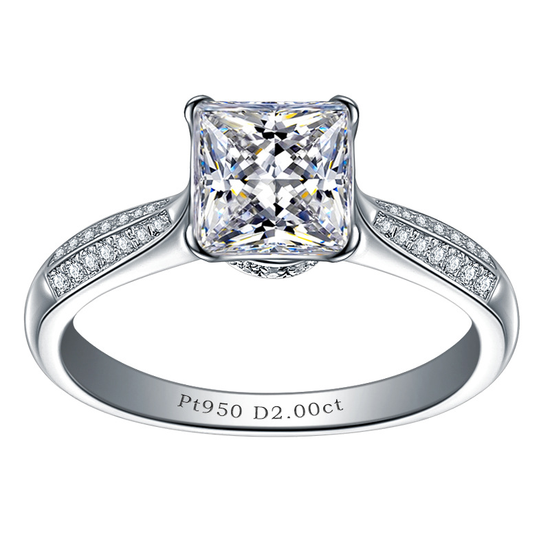 Nhẫn hở đính đá sang trọng Pt950 tùy chọn màu sắc