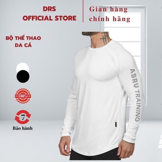 Áo thun tập gym nam dài tay DRS, áo thể thao dài tay cotton 100% , thoáng mát thấm hút mồ hôi GA28
