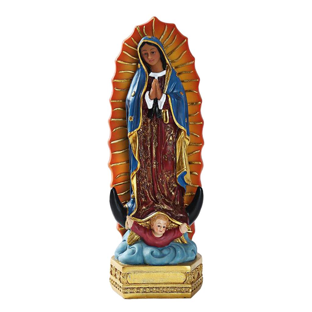 Tượng Điêu Khắc Hình Đức Mẹ Guadalupe Virgin Mary Kích Thước 8 "Tinh Tế Trang Trí Giáng Sinh