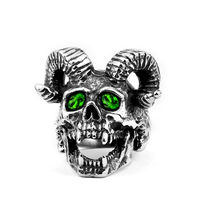 Nhẫn Đính Đá Hình Đầu Cừu Phong Cách Gothic Cho Nam