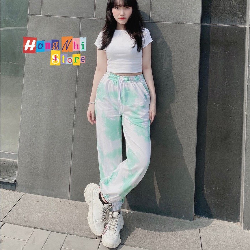 Quần Jogger 3D Ulzzang Unisex Jogger Loang Màu Bo Lai Xanh Lá - MM