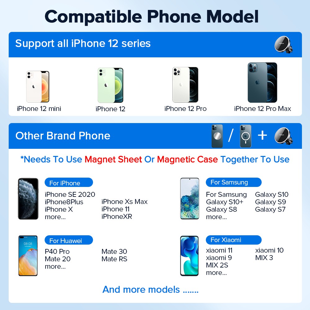 Joyroom 15W Bộ sạc không dây từ tính trên ô tô cho iPhone 12 Pro Max 12 Mini iPhone 12 Magsafe Giá đỡ điều hướng khớp nhanh QI Giá đỡ điện thoại sạc nhanh không dây QI