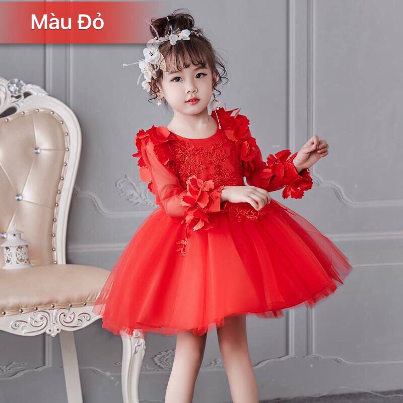 Đầm công chúa phi mờ đính hoa cắt lazer (1-10)