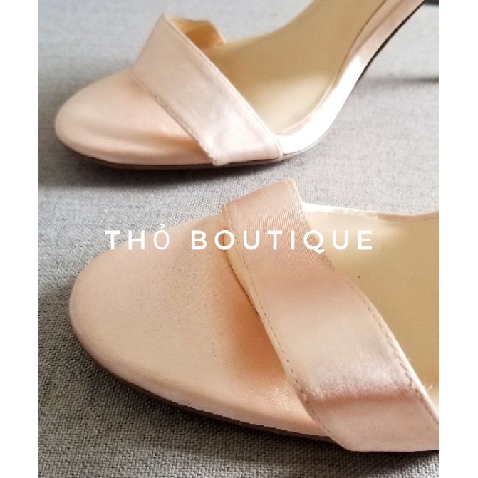 Giày sandal cao gót PEPPER lụa satin nude hồng pastel 9cm size 38-39