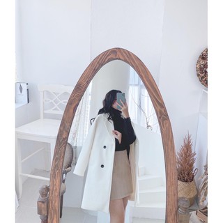 Áo dạ dài trắng kem