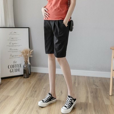 Quần bầu 40-70kg, quần lửng đùi bầu ống rộng chất đũi Hàn mềm mát