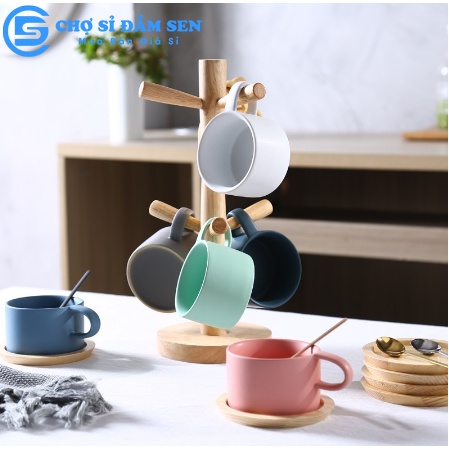 Cọc gỗ treo ly sứ, ly thủy tinh.Giá gỗ hình cây 6 nhanh treo trang sức, treo chìa khóa đa năng G398-CocGoLy