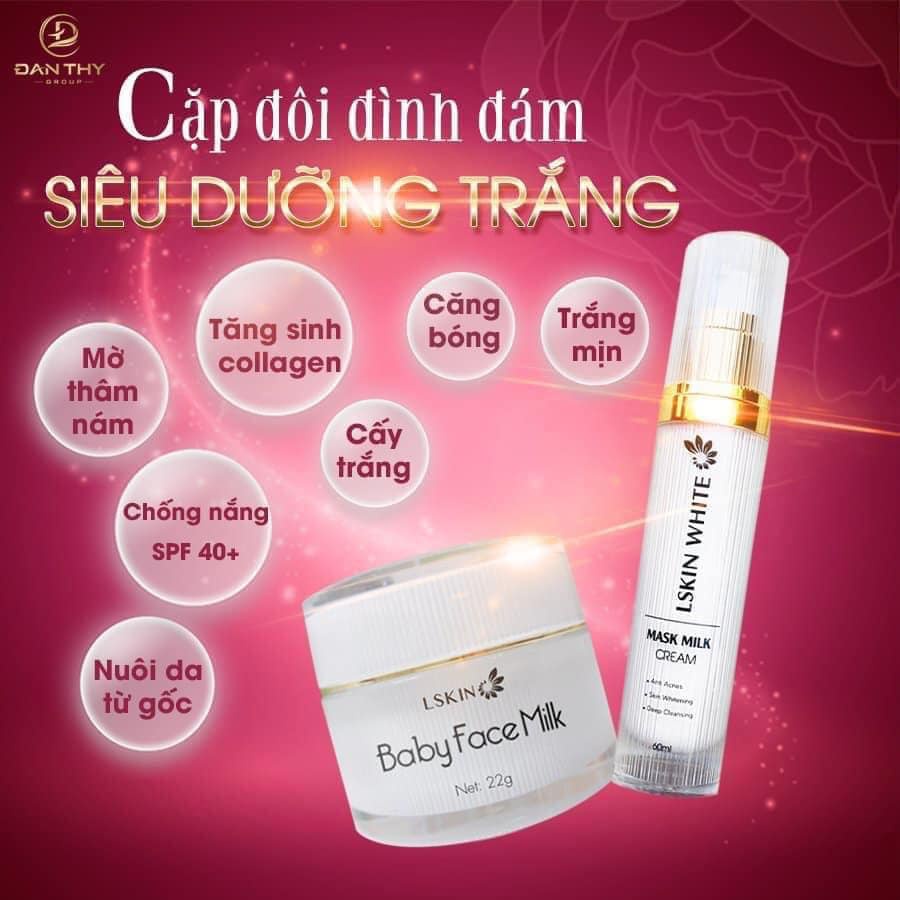 Combo Ủ trắng da kén tằm kết hợp kem baby face milk cấy trắng, căng bóng, trắng hồng