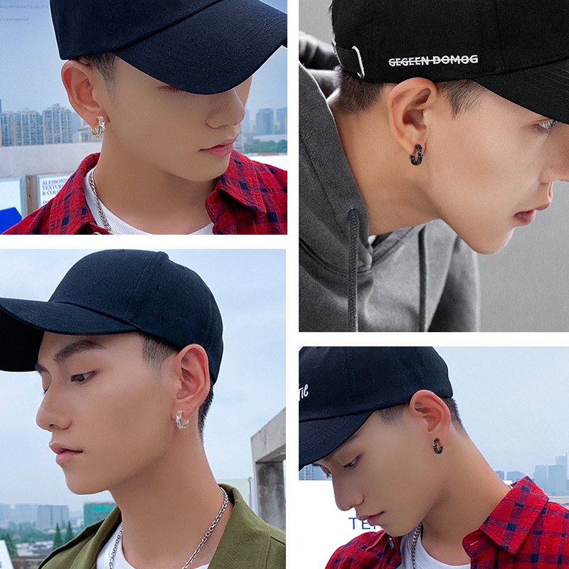 Bông Tai Thiết Kế Chạm Khắc Phong Cách Hip hop Trung Hoa Cổ Điển Cho Nam