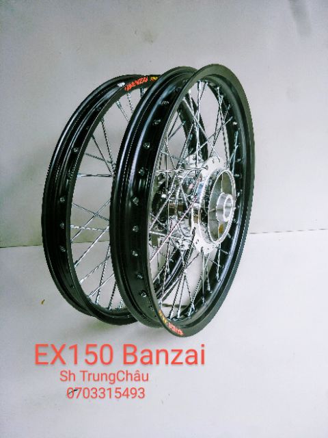 CẶP BÁNH EX 150 CĂM ĐÙM MẠ CRÔM NIỀN NHÔM BANZAI THÁI 1.4 1.6