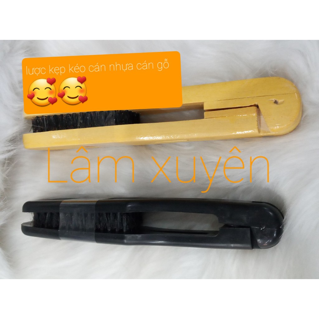 Lược kẹp kéo ép duỗi tóc cán nhựa cần gỗ lông 2 đầu salon nam nữ   😍😍FREESHIP 😍😍 chất bền,cao cấp chuyên dụng cho salon