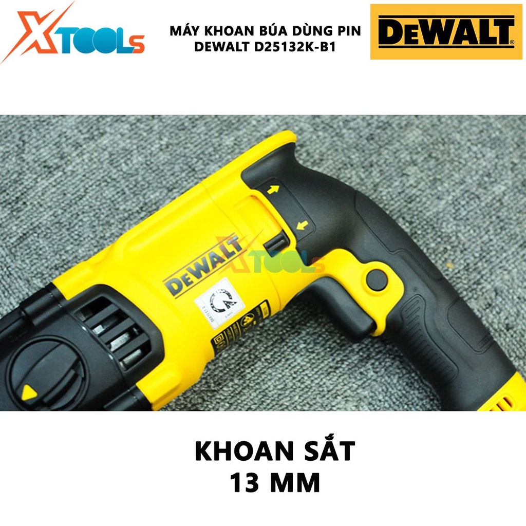 Máy khoan bê tông cầm tay DEWALT D25132K-B1 Máy khoan búa 2 chức năng Công suất 710W, khoan sắt 13mm, khoan gỗ 30mm