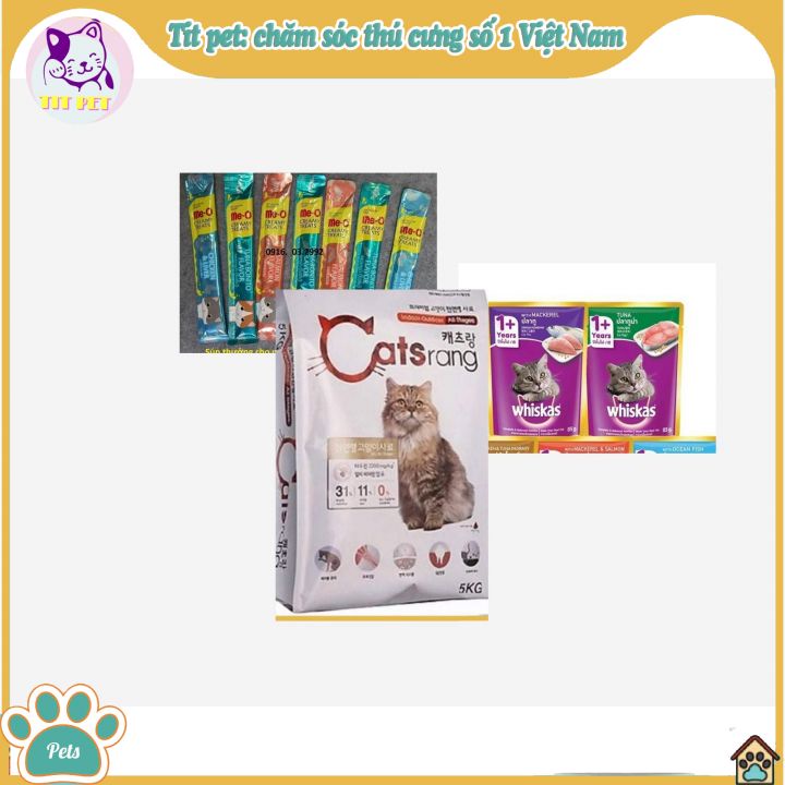 (Combo sốc) CATSRANG Hàn Quốc túi zip 1kg+2 gói pate+1 súp thưởng+1 cây xúc xích