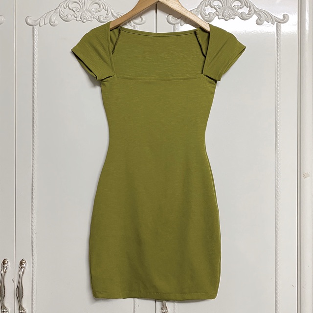 ( Ảnh thật ) V0801 Váy cotton xước cổ vuông