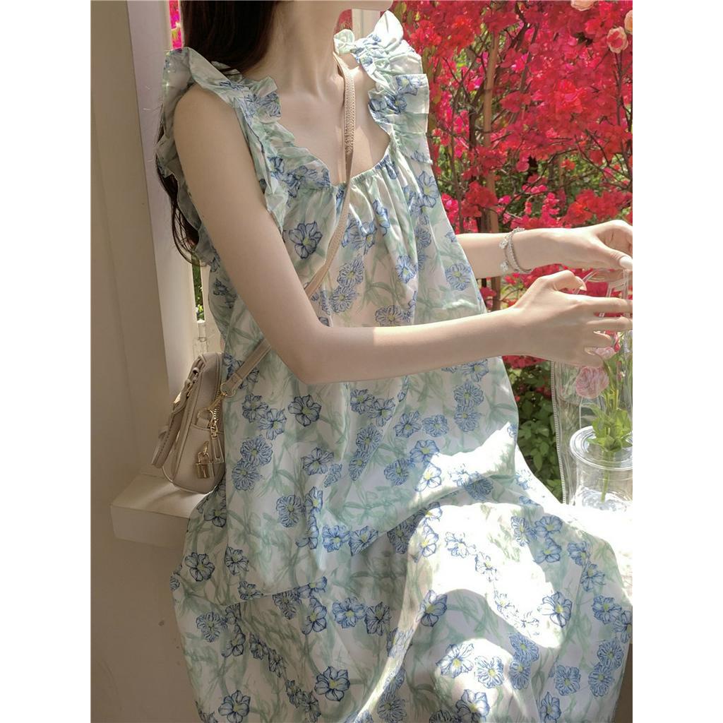 Đầm Hai Dây In Hoa Nhỏ Phong Cách Mới 63310