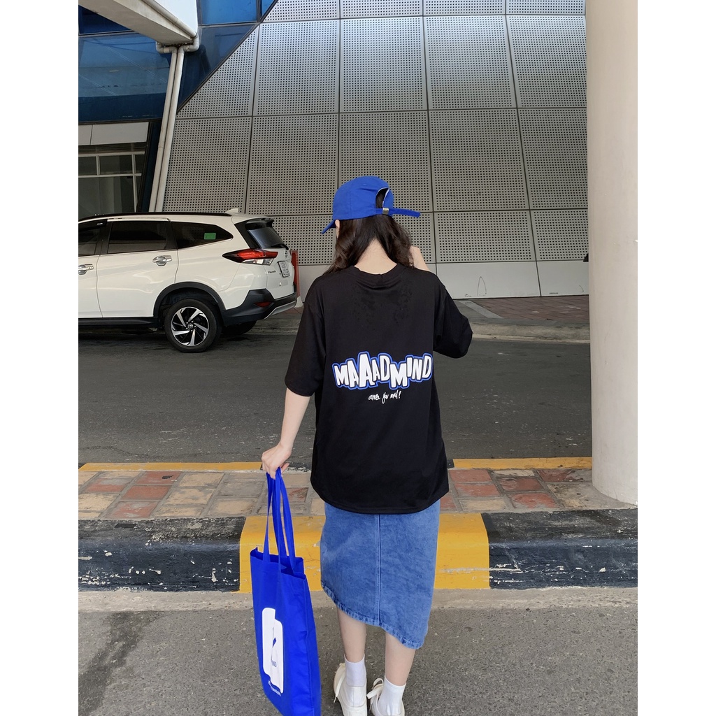 MADMIND® Chính Hãng - Áo Thun Mad Typo  Cotton Thoáng Mát - Màu Xanh Dương / Đen / Xanh Lý / Hồng Form Rộng Unisex