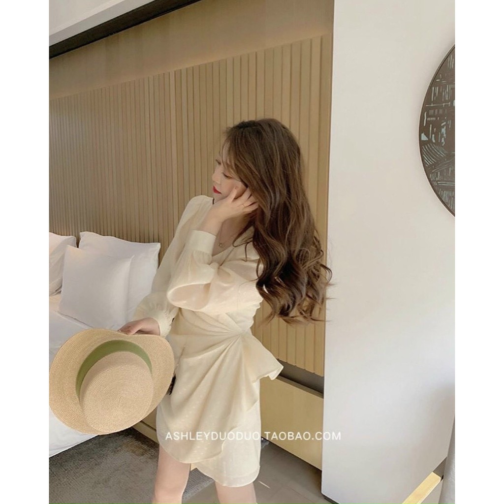 💫ĐẦM NUDE CỔ ĐẮP XOẮN VẠT Đầm