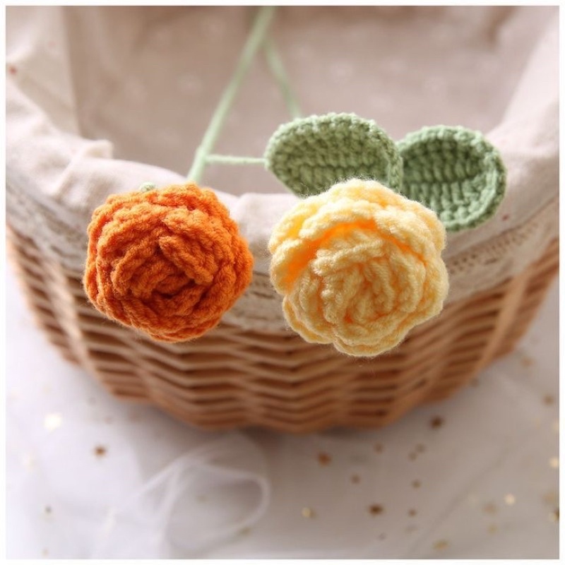 Chậu hoa len mini nhiều màu trang trí làm quà tặng