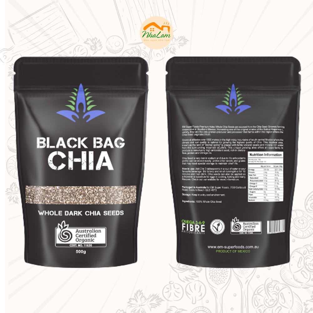 Hạt Chia Úc Black Bag Healthy Tốt Cho Sức Khoẻ NHALAM FOOD