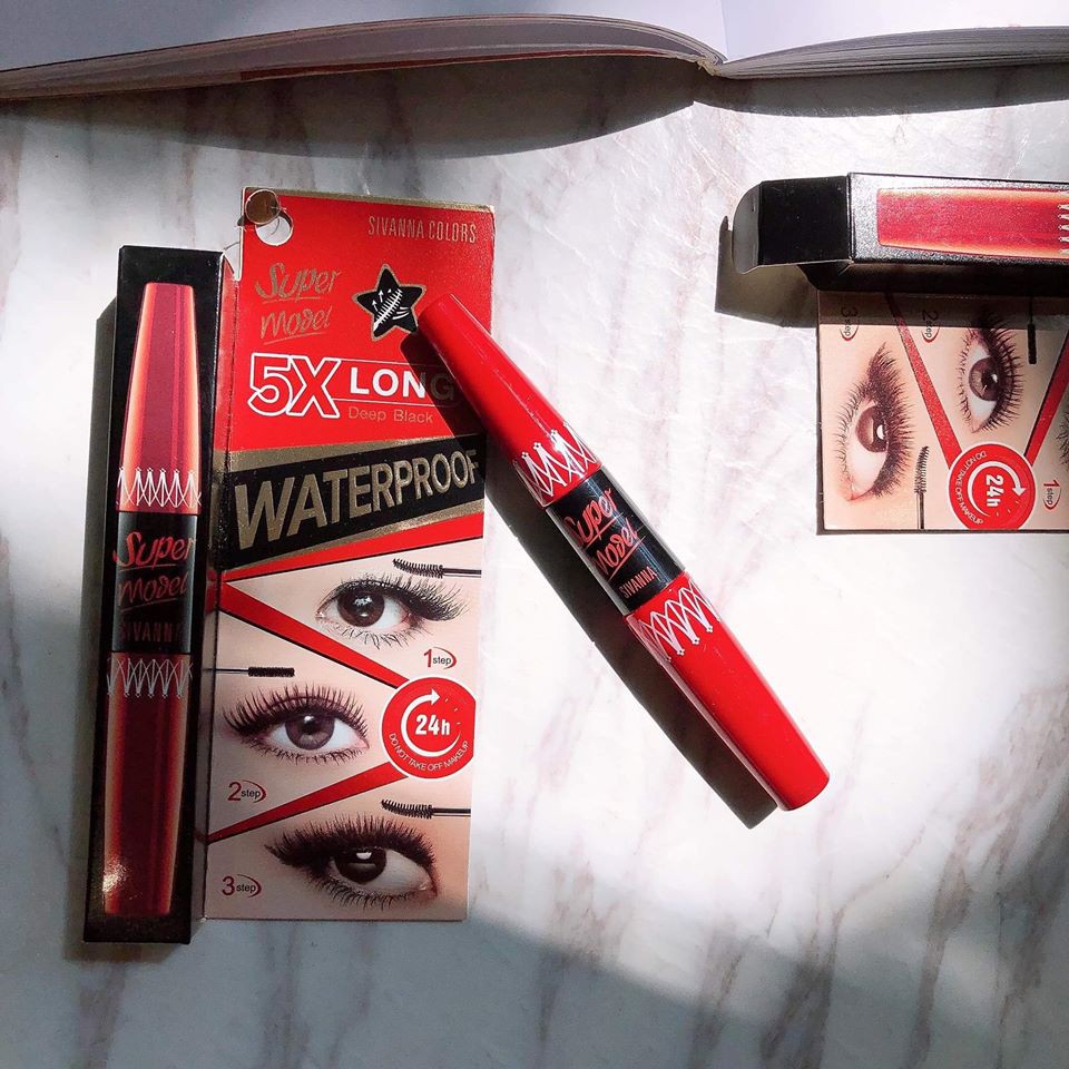 Chuốt Mi 2 Đầu Nối Dài và Dày Mascara Sivanna Super Model 5X Long