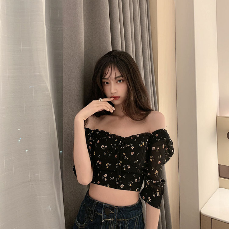 Áo Croptop Trễ Vai In Hoa Cho Nữ | BigBuy360 - bigbuy360.vn