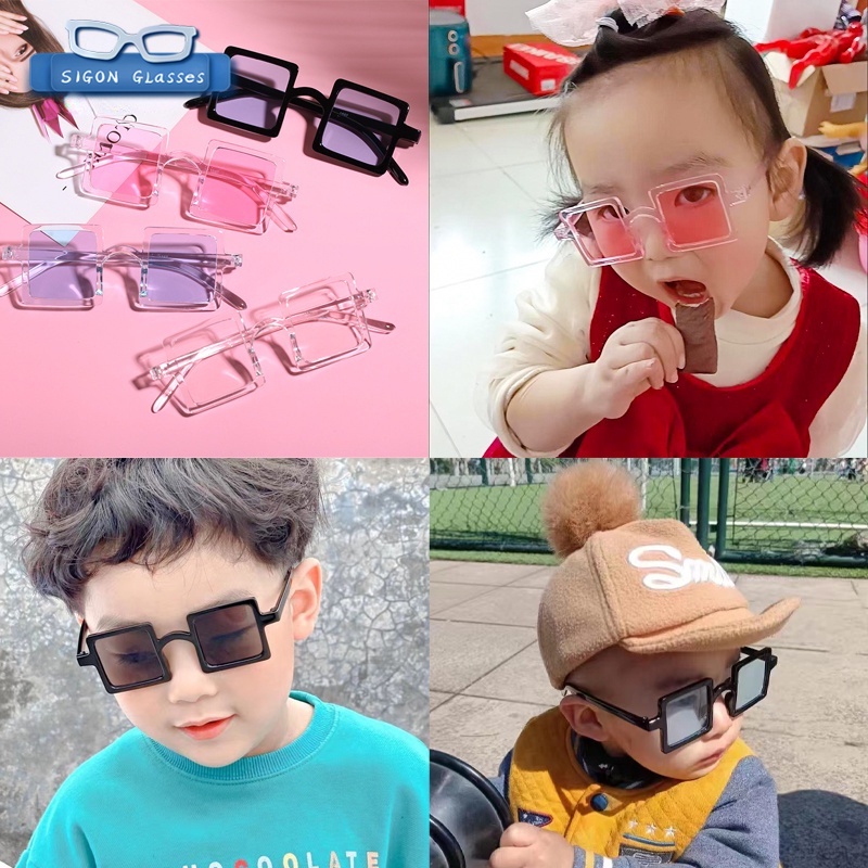 Kính Mát Vuông Nhiều Màu Sắc Chống Tia UV400 Thời Trang Cho Bé