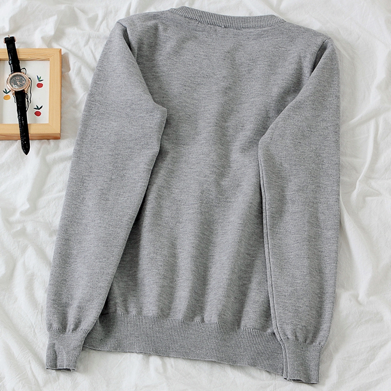 IELGY Áo sweater Mỏng Tay Dài In Hình Trái Tim Màu Đen Dễ Thương Cho Nữ