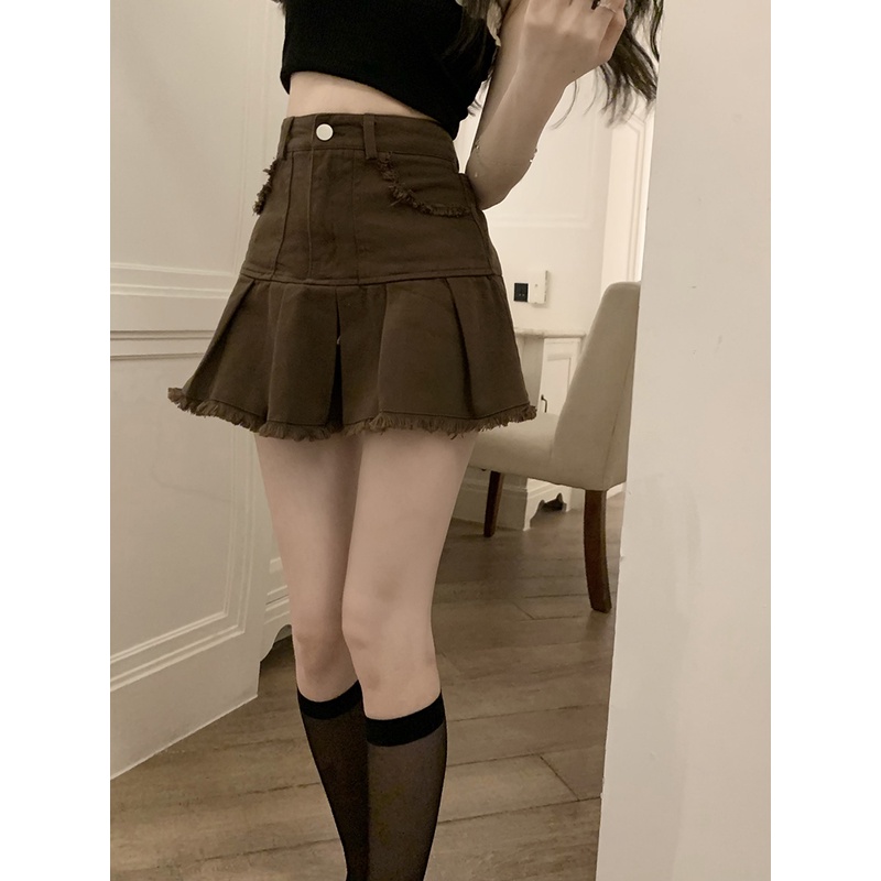 Cocory vn Chân váy jean Lưng Cao Mẫu Mới Quyến Rũ Cho Nữ