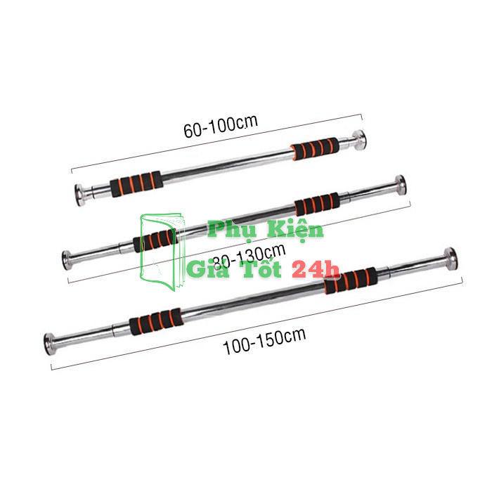 Thanh xà đơn treo tường tập thể hình inox co giãn tiện dụng (80 - 130) Vinhwatch