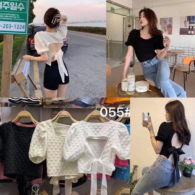 Áo croptop nữ gấm nổi buộc dây sau lưng hàng loại 1 - hàng có sẵn