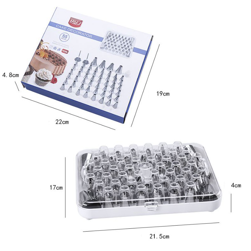 Bộ 52 đui inox bắt kem tạo hình kèm chốt giữ