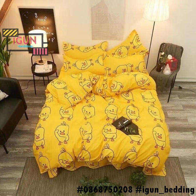 set VỊT VÀNG CUTE bộ Chăn Ga Gối 4 món POLY COTTON nhập khẩu 100% kiểu HÀN QUỐC