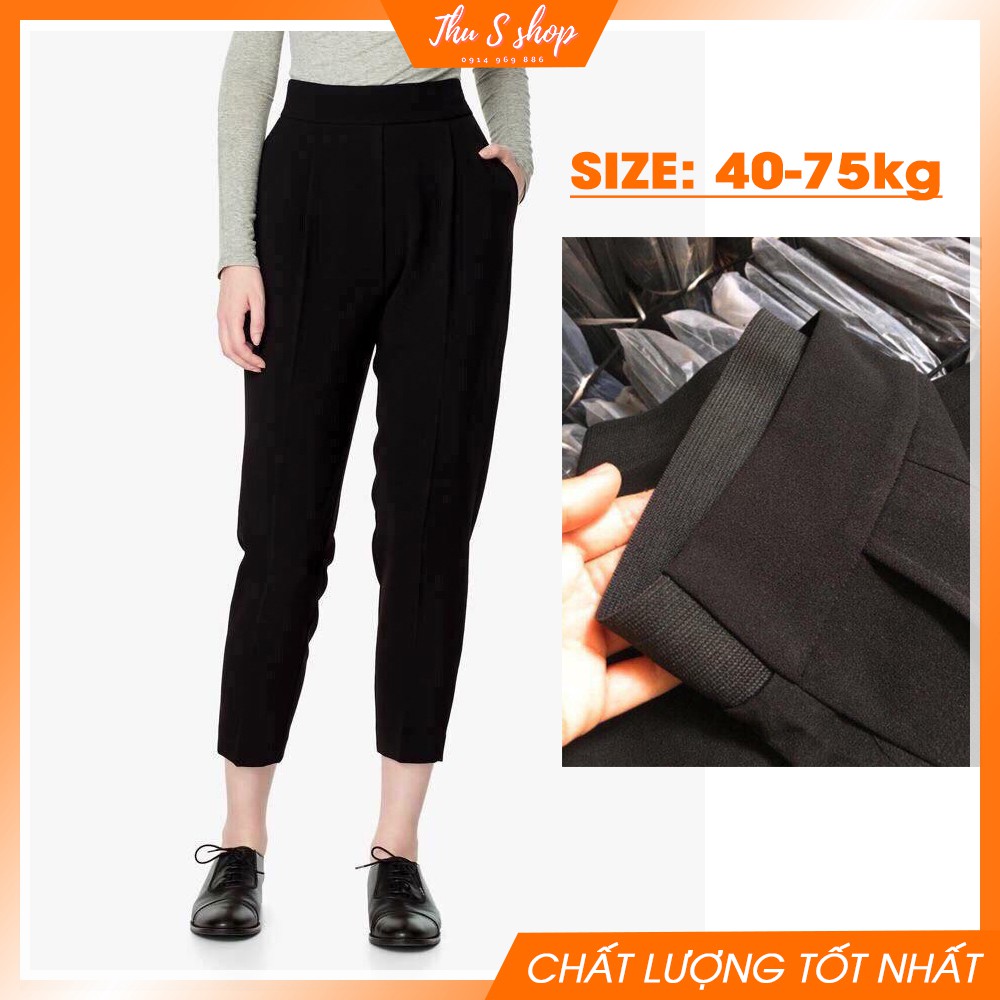 Quần baggy tây nữ lưng chun sau cao, Quần công sở vải mềm đi làm, đi học THUS Q2D07