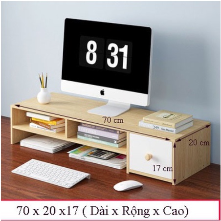 Kệ màn hình máy tính để laptop có ngăn kéo 70x20x17cm