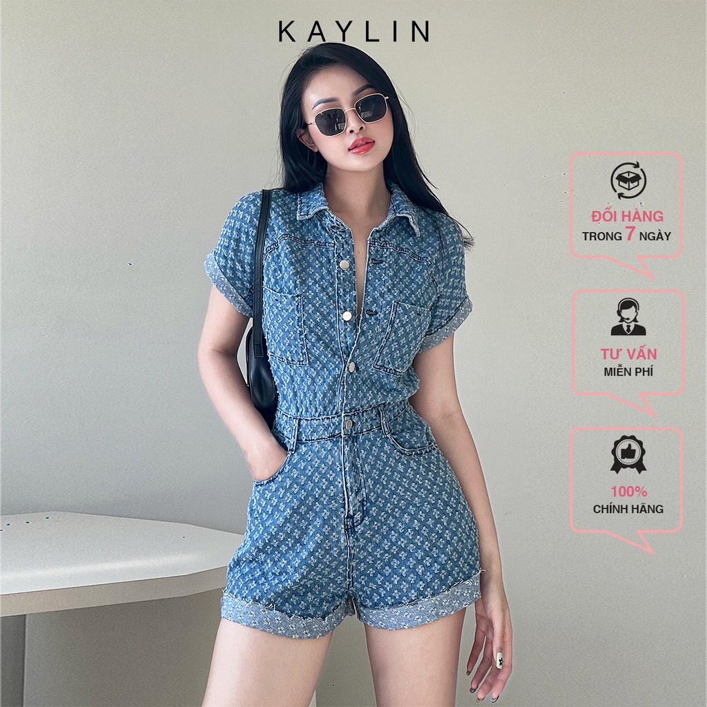 Bộ Jumpsuit jean nữ tôn dáng phong cách retro KAYLIN - N1725 | BigBuy360 - bigbuy360.vn