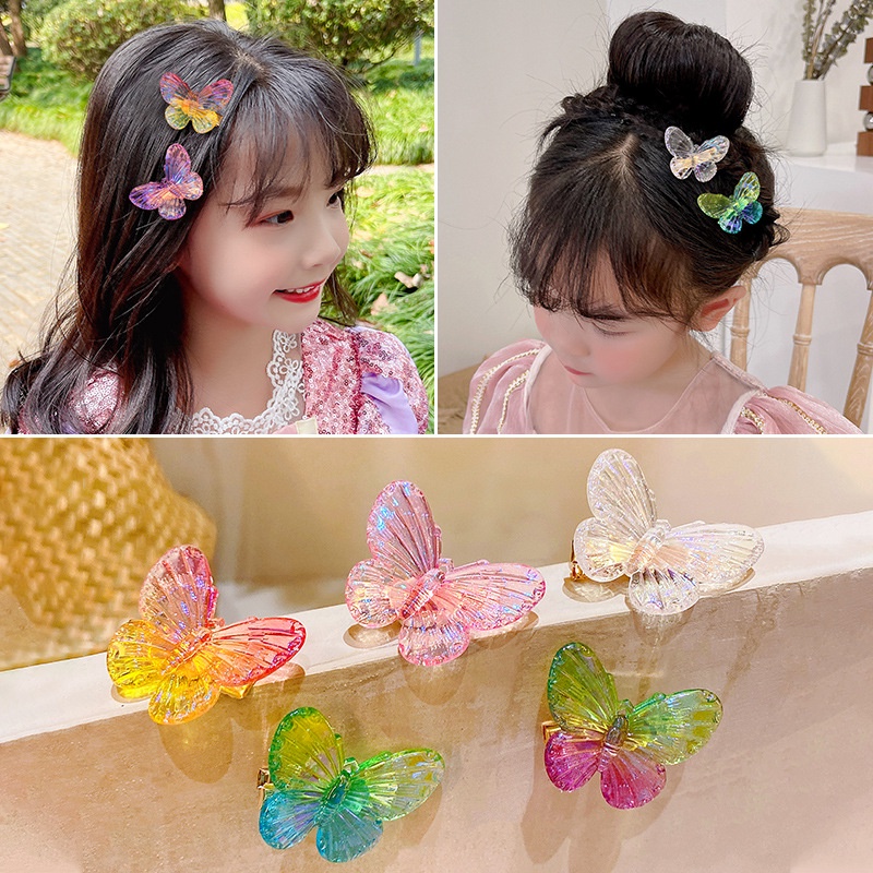 Kẹp Tóc Hình Bướm Màu Kẹo Gradient Phong Cách Hàn Quốc Dễ Thương Dành Cho Bé Gái